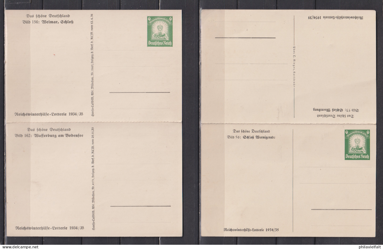 Dt.ReichWHW-Sonderpostkarte MiNo. 254 ** 4 Doppelkarten Bilder 53/56 (2x) ,  156/162, 8/16, - Postkarten