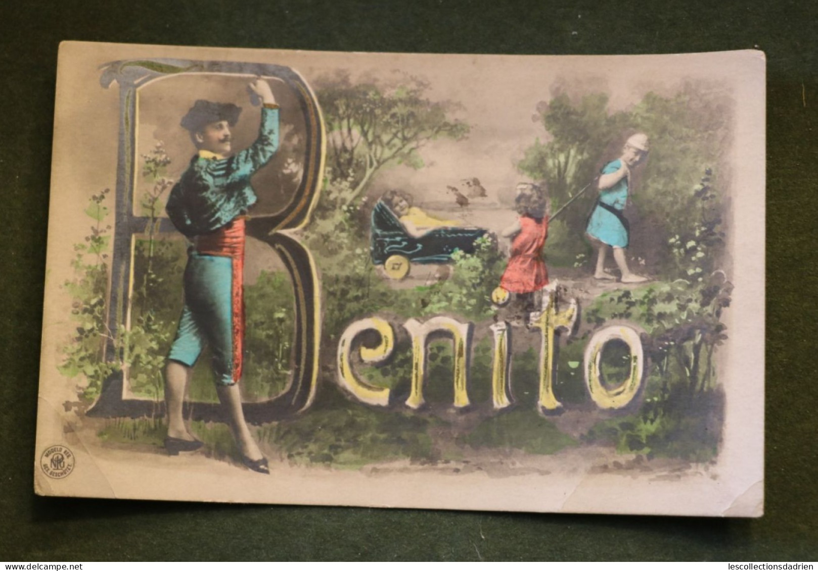 Carte Postale Fantaisie - Benito - Enfants Landeau  - Envoyée Au 3e Lanciers à Bruges - Cartes Humoristiques