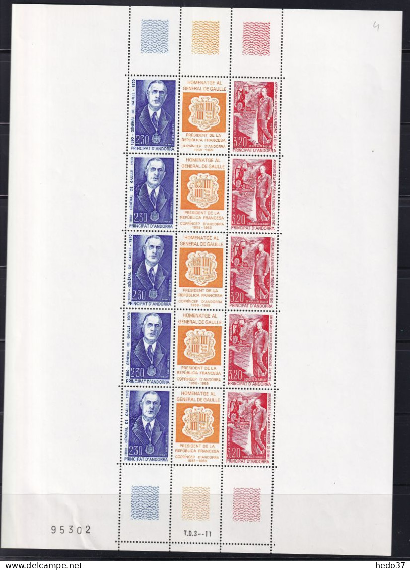 Andorre N°399A - De Gaulle - Triptyques En Feuilles  - Neufs ** Sans Charnière - TB - Ungebraucht