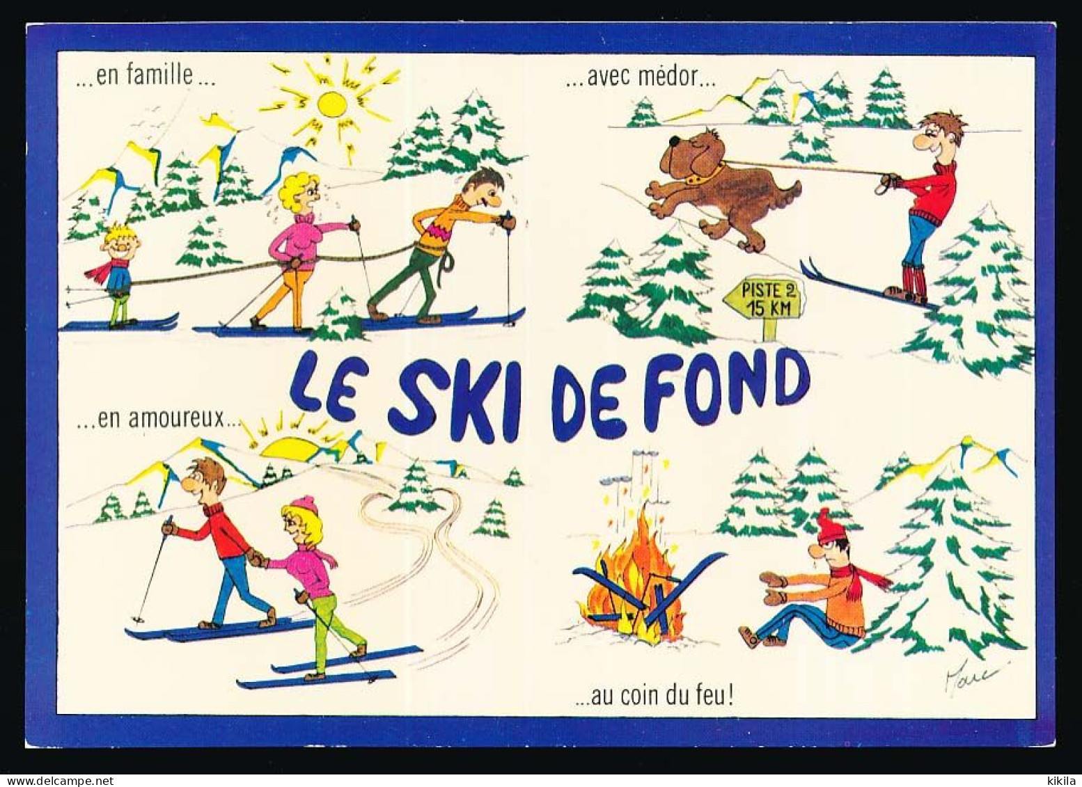 CPSM / CPM 10,5 X 15 Humoristique (9) Le Ski De Fond  Famille Chien Feu Illustrateur Marc - Humour