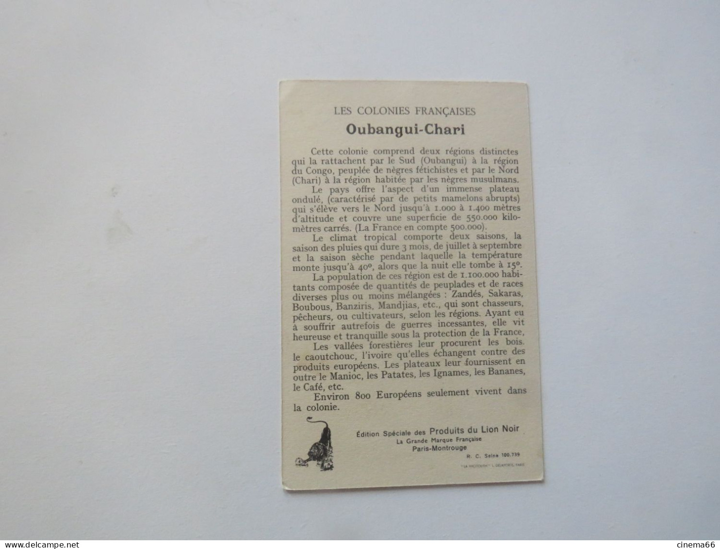 COLONIES FRANCAISES  OUBANGUI - CHARI - Sin Clasificación