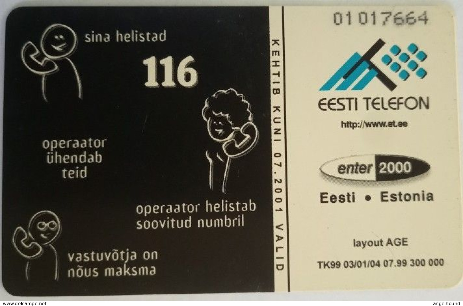 Estonia 30 Kr. Chip Card - Collect Call Number 116 - Estland