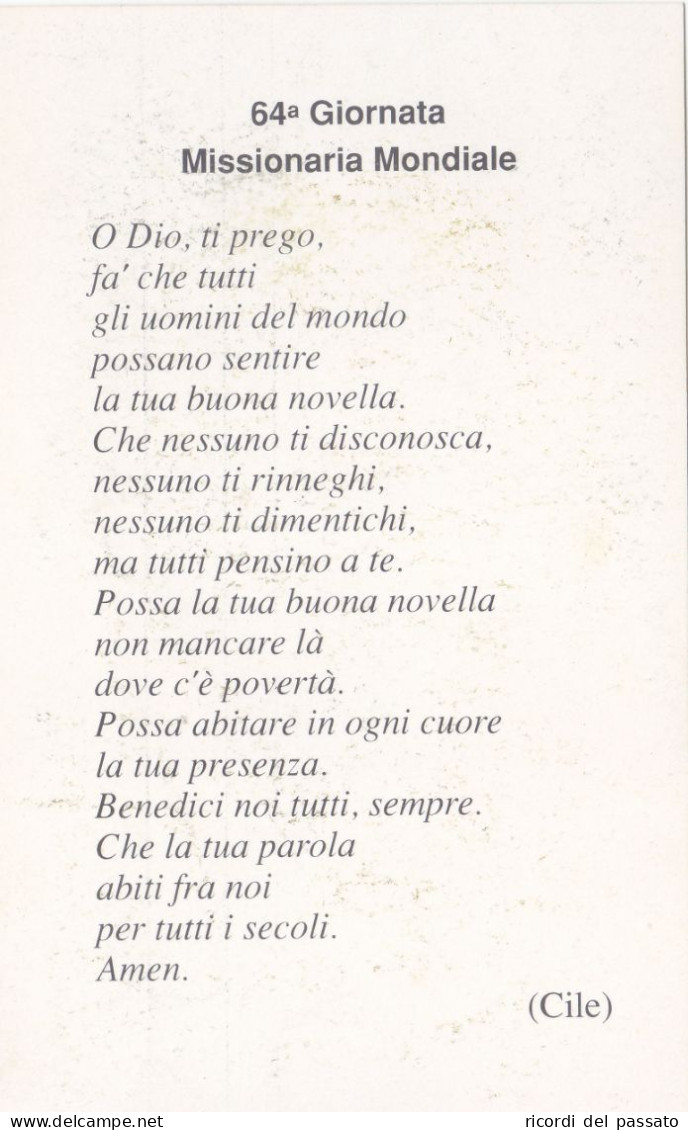 Santino 64°giornata Missionaria Mondiale - Imágenes Religiosas