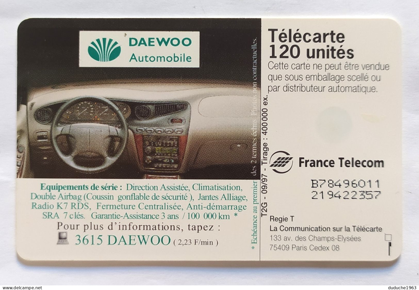 Télécarte France - Daewoo Leganza - Non Classés
