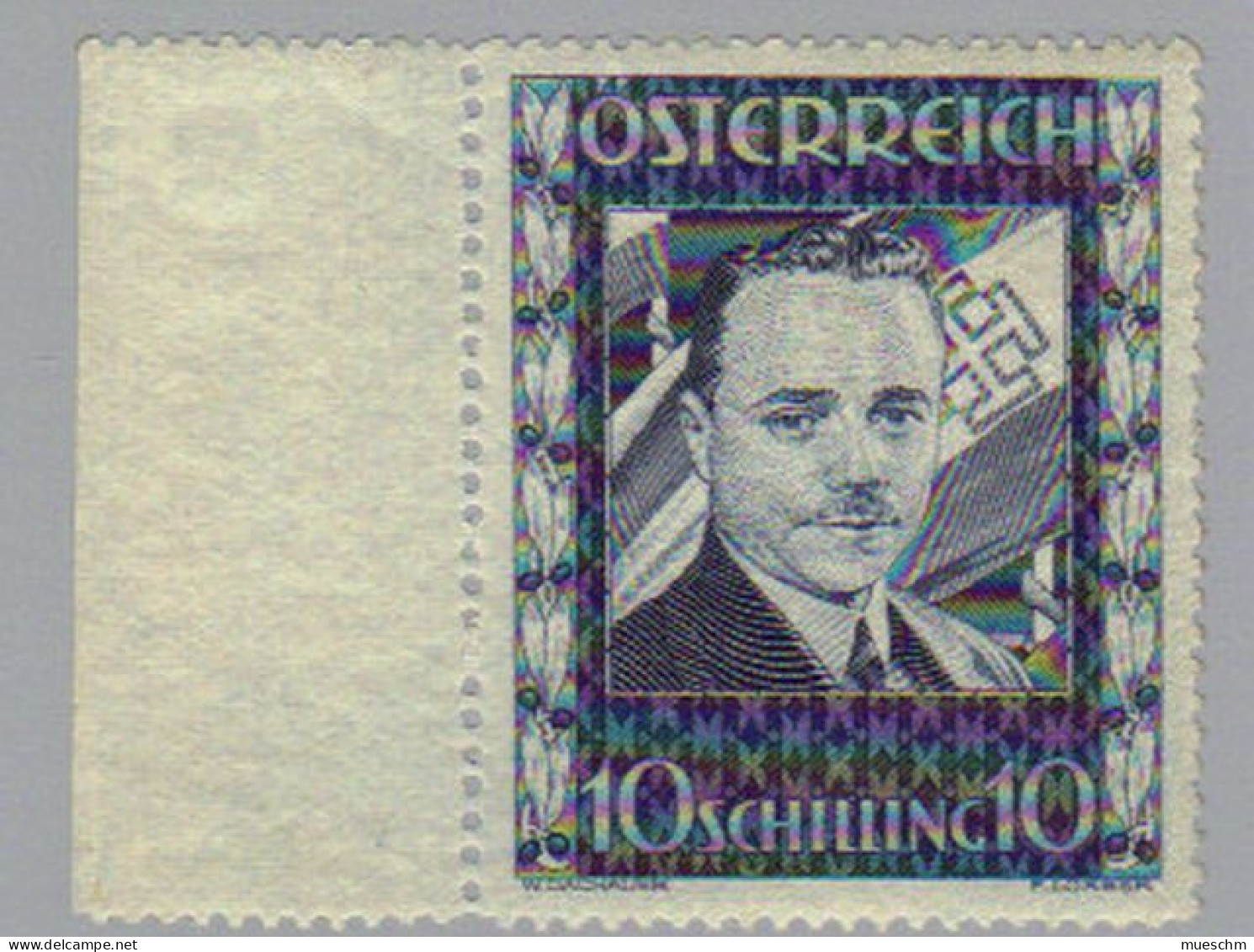 Österreich, 1936, öS 10,-- Dollfuss, Postfrisches Randstück (Mi.588) (8653E) - Nuevos