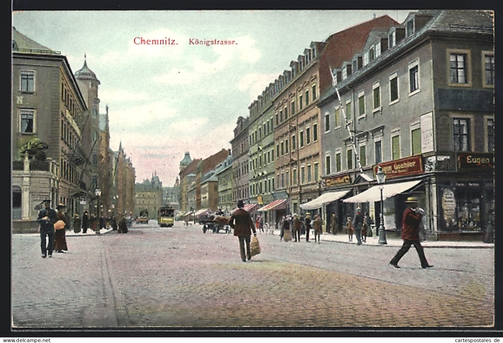 AK Chemnitz, Königstrasse Mit Geschäften  - Chemnitz