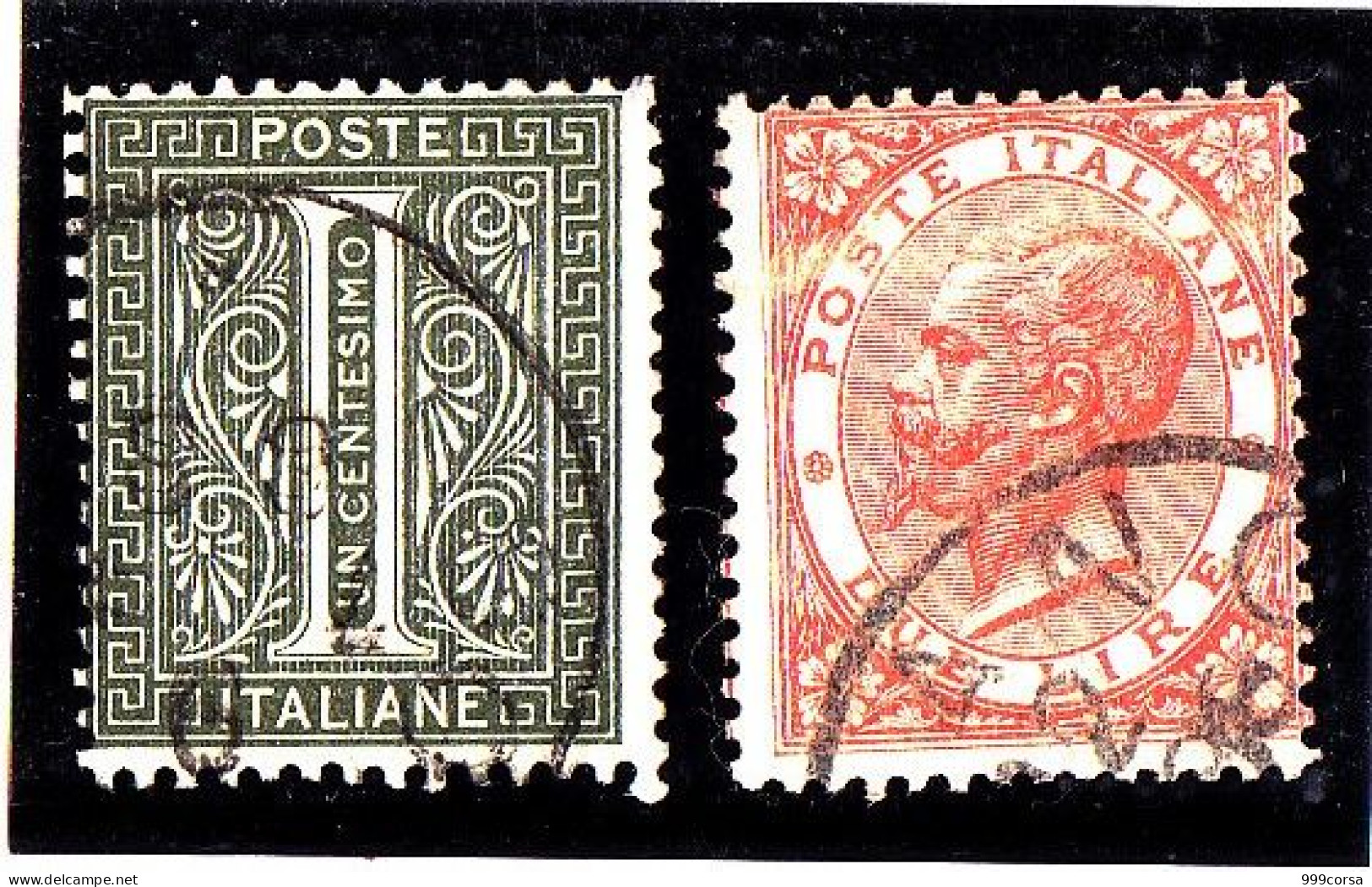 Italia, Regno, 1 Cent + 2 Lire Serie  De La Rue (Re2) (N.B. Colori Brillanti Dovuti Alla Luminosità Della Scansione) - Used