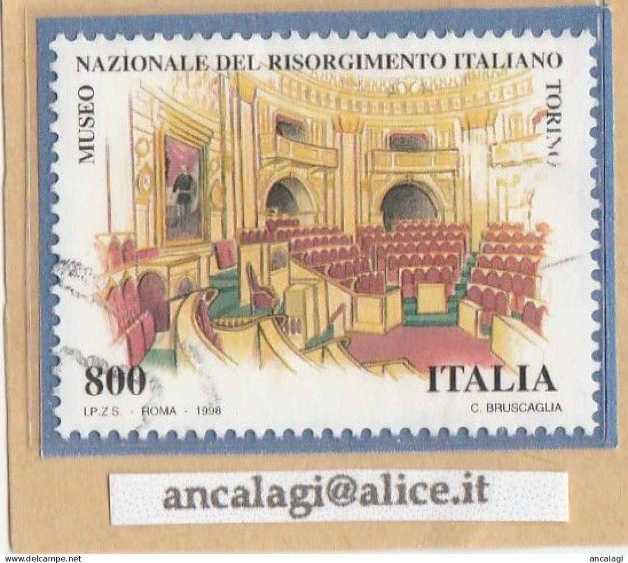USATI ITALIA 1998 - Ref.0796 "MUSEO DEL RISORGIMENTO, TORINO" 1 Val. - - 1991-00: Usados