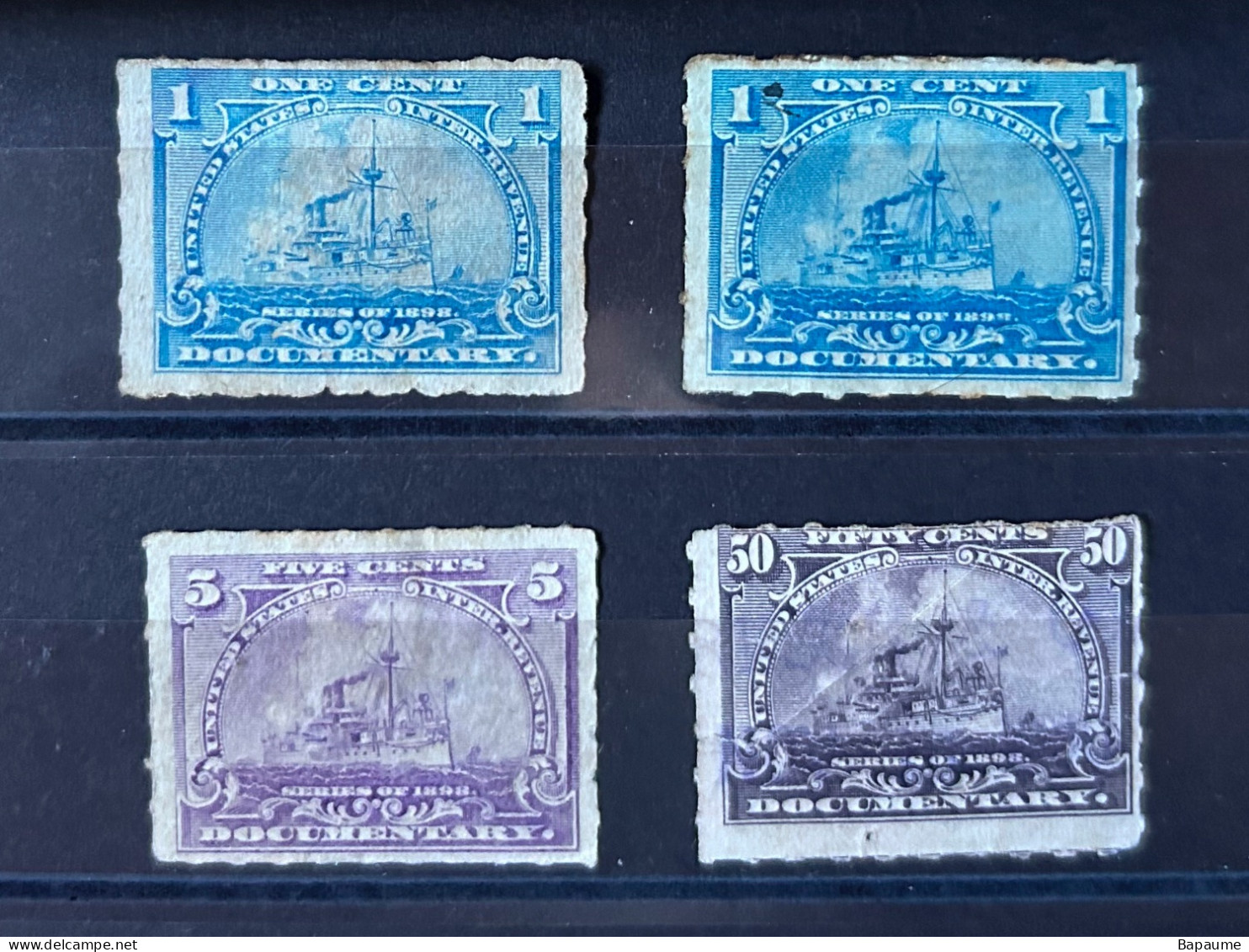 ETATS UNIS - Fiscal - Documentary - 1898 - 4 Timbres 1c (x2) 5c 50c - Neuf Sans Gomme ? Charnière - Fiscali