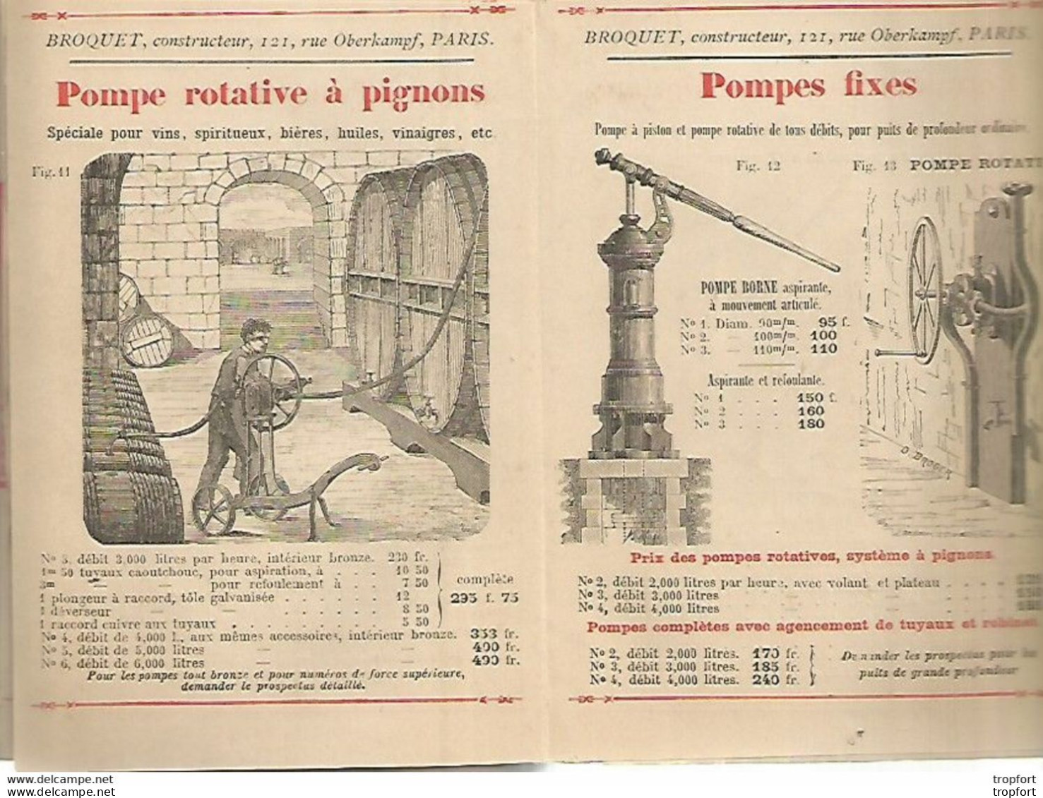 PY / Ancien LIVRET Dépliant Publicitaire Pub POMPES Pompe INCENDIE Pompier Puit Vin Biere - Advertising