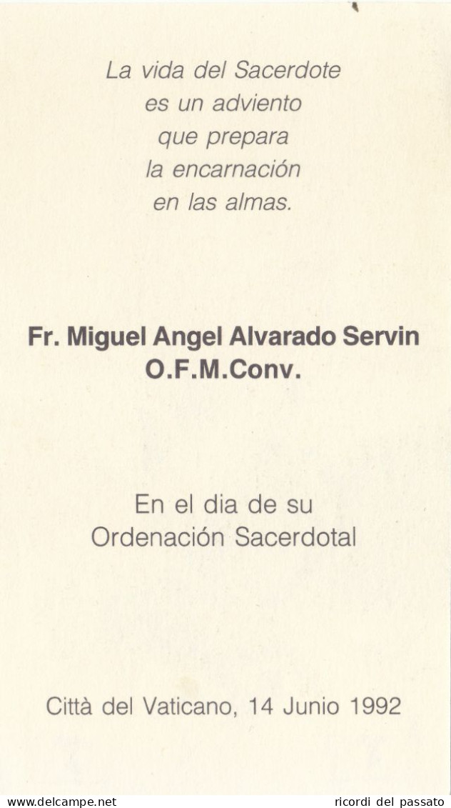 Santino Ricordo Ordinazione Sacerdotale - Citta' Del Vaticano 1992 - Imágenes Religiosas
