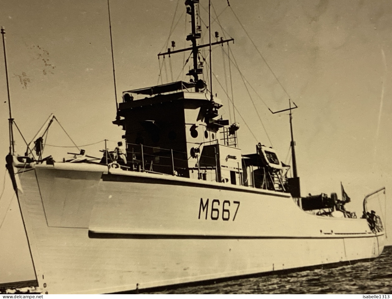 Photo Ancienne Snapshot 1940 Bateau Militaire Homme à L’intérieur Qui Marche Bateau  L Ojonc Bateau En Mer - Boats