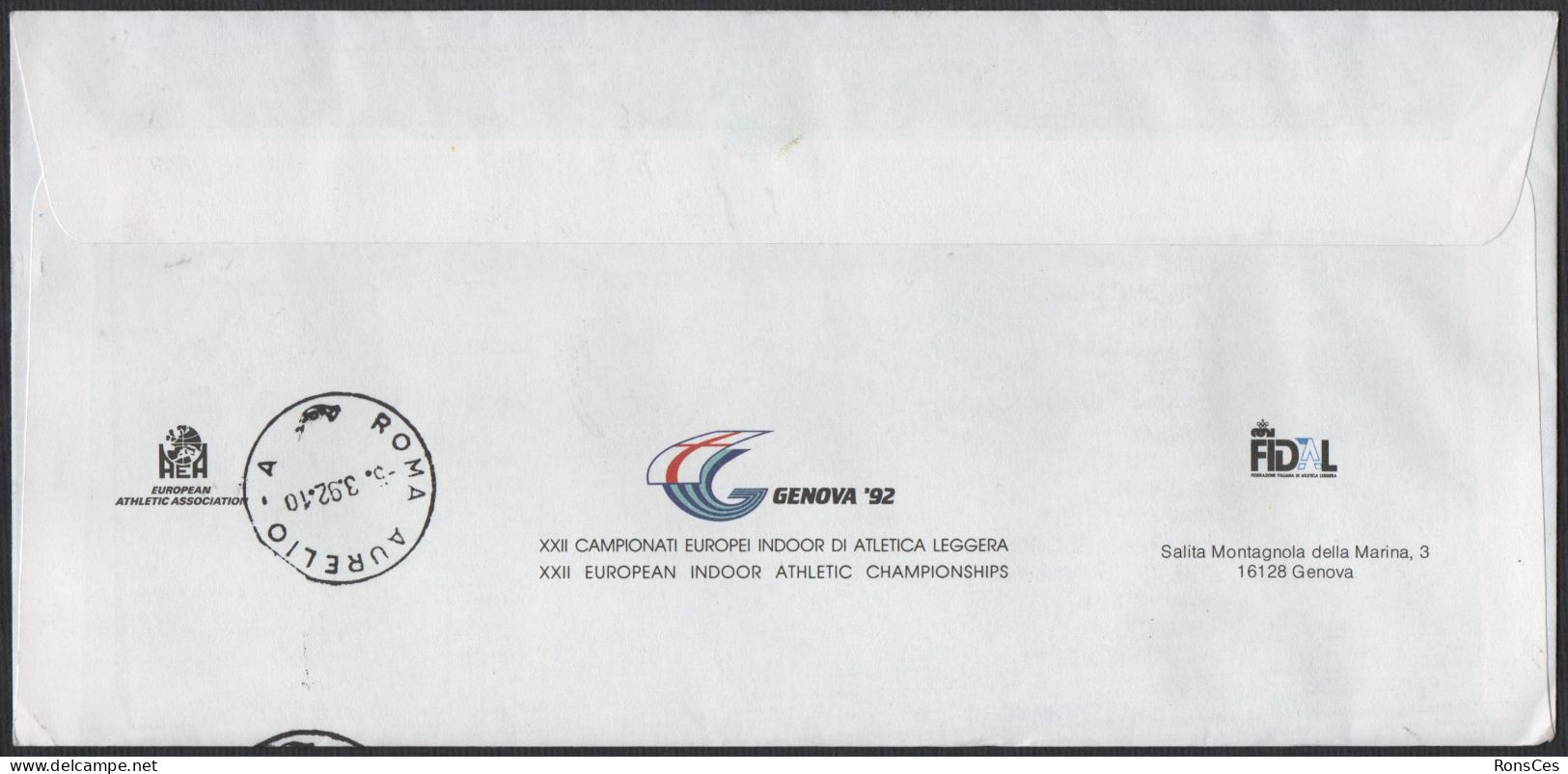 ATHLETICS - ITALIA GENOVA 29.02.1992 - XXII CAMPIONATI EUROPEI INDOOR D'ATLETICA LEGGERA - RACCOMANDATA - A - Atletismo