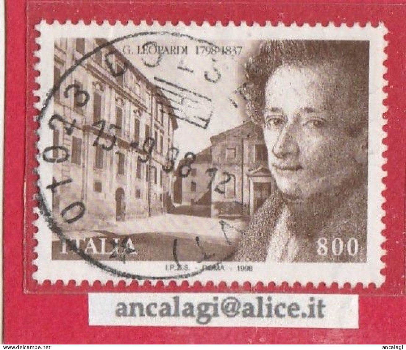 USATI ITALIA 1998 - Ref.0798 "GIACOMO LEOPARDI" 1 Val. - - 1991-00: Used