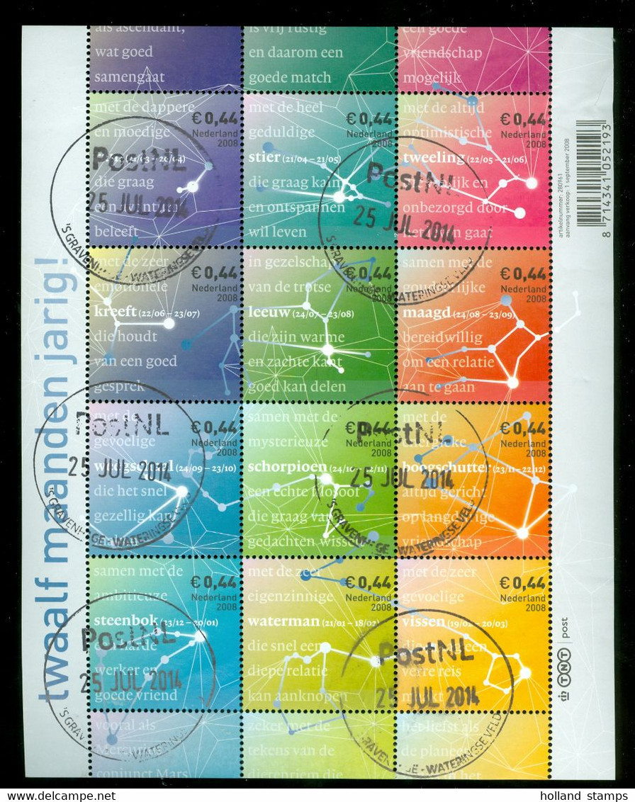 NEDERLAND *  V.2581  V2581- 2592 * BLOCK  * NEDERLAND * POSTFRIS GESTEMPELD * ZODIAQUE * C.W. EURO 10,80 - Usati