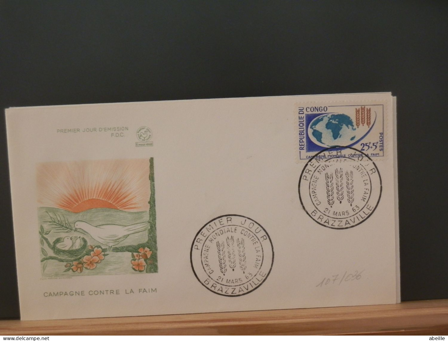 107/036  FDC   CONGO  BRAZZA 1963 - ACF - Aktion Gegen Den Hunger