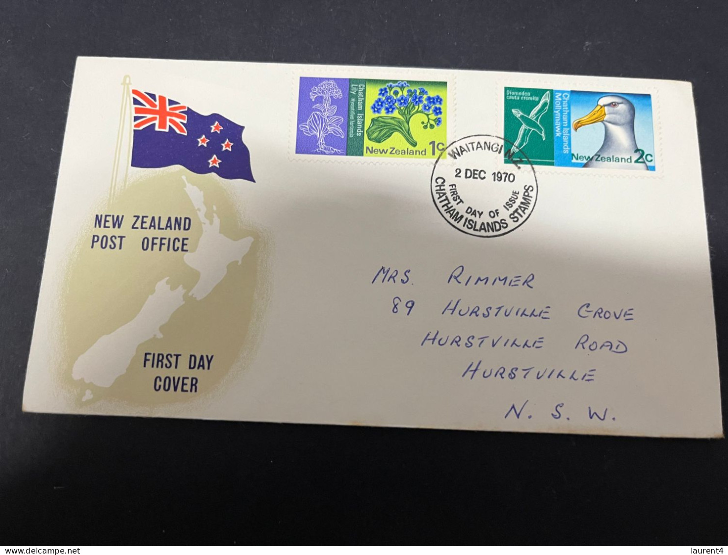18-4-2024 (2 Z 24) FDC - New Zealand - Posted 1970 - From Chatham Island (now UNESCO) - FDC