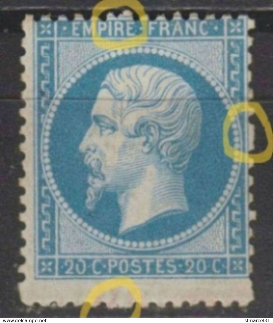 SUPERBES VARIETES "TIMBRE GEANT + 3 DENTS DOUBLES+ 0 BRISE " N°22 Neuf(*) TBE - 1862 Napoleone III
