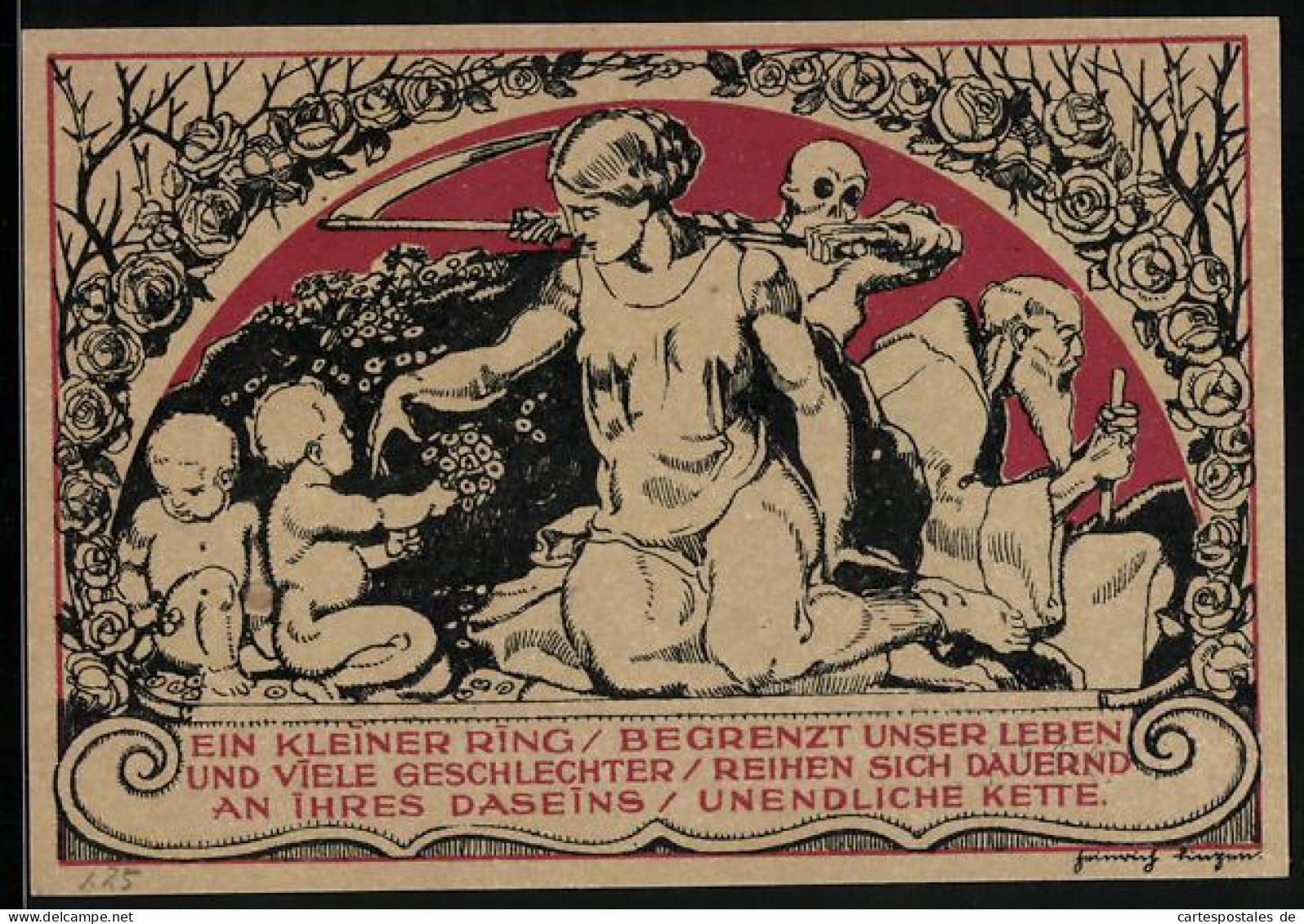 Notgeld Weimar, 50 Pfennig, Goethe, Mutter Mit Kindern Und Grossvater, Dahinter Der Tod Mit Sichel  - [11] Emisiones Locales