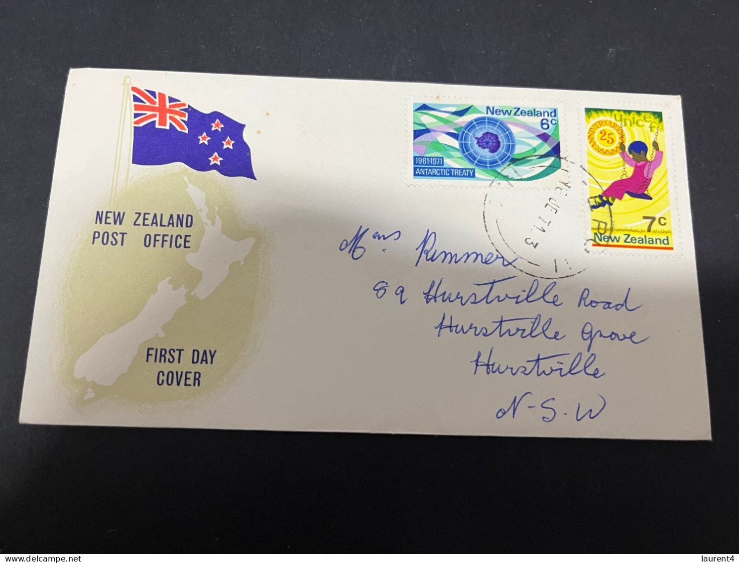 18-4-2024 (2 Z 24) FDC - New Zealand - Posted 1971 - UNICEF + Antarctic Treaty - FDC