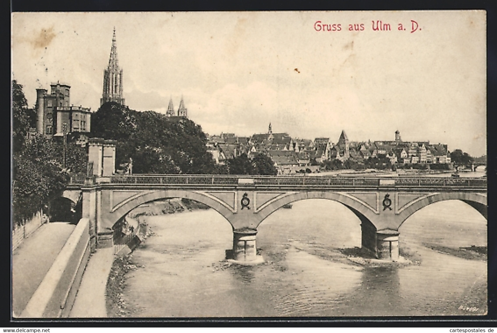 AK Ulm / Donau, Teilansicht Mit Flussbrücke  - Ulm