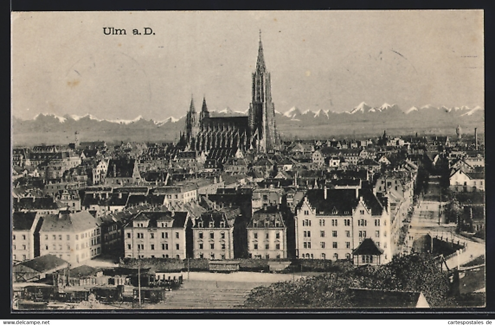 AK Ulm A. D., Ortsansicht Mit Münster Und Bergpanorama  - Ulm