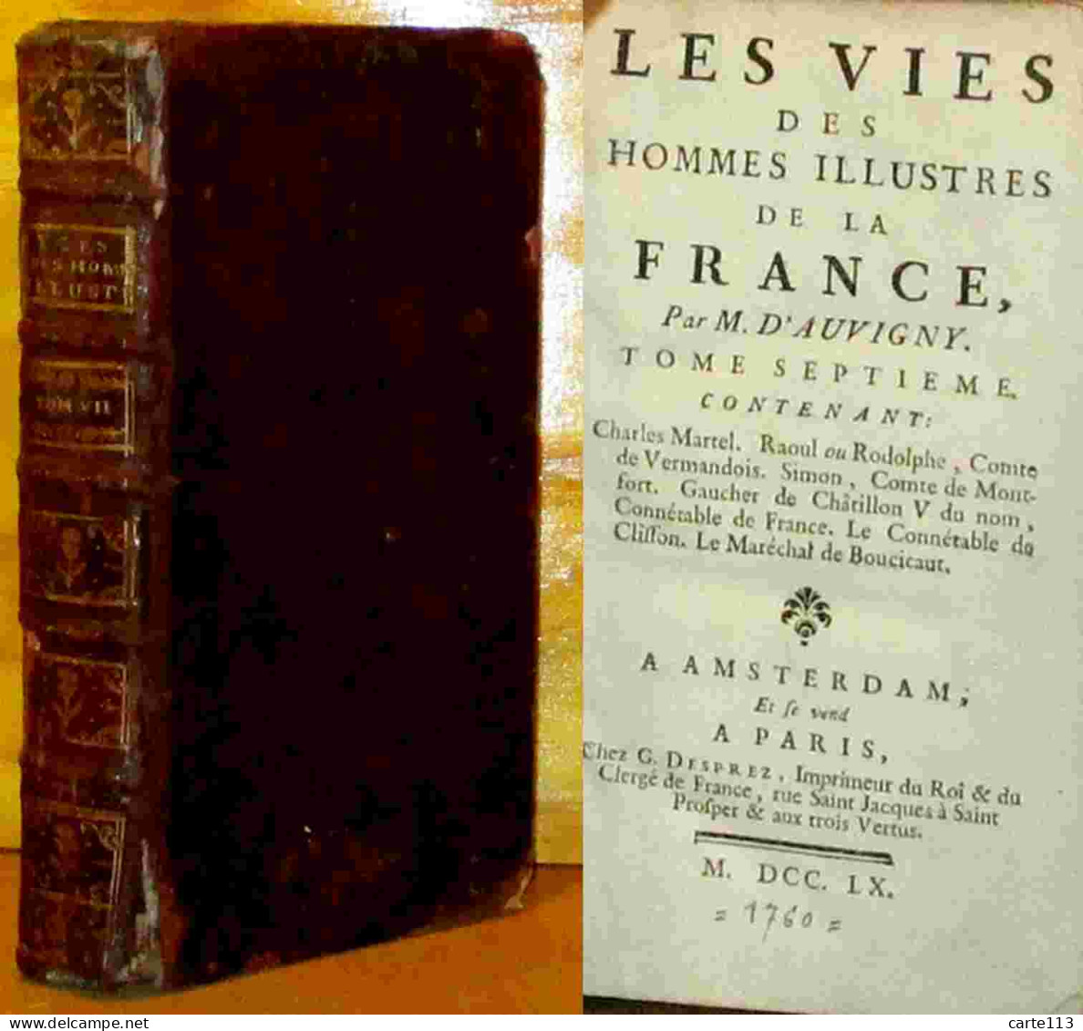 AUVIGNY Jean Du Castre D' - LES VIES DES HOMMES ILLUSTRES DE LA FRANCE - TOME SEPTIEME - 1701-1800
