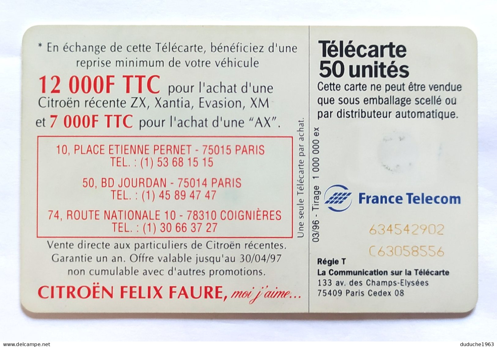 Télécarte France - Citroën - Ohne Zuordnung