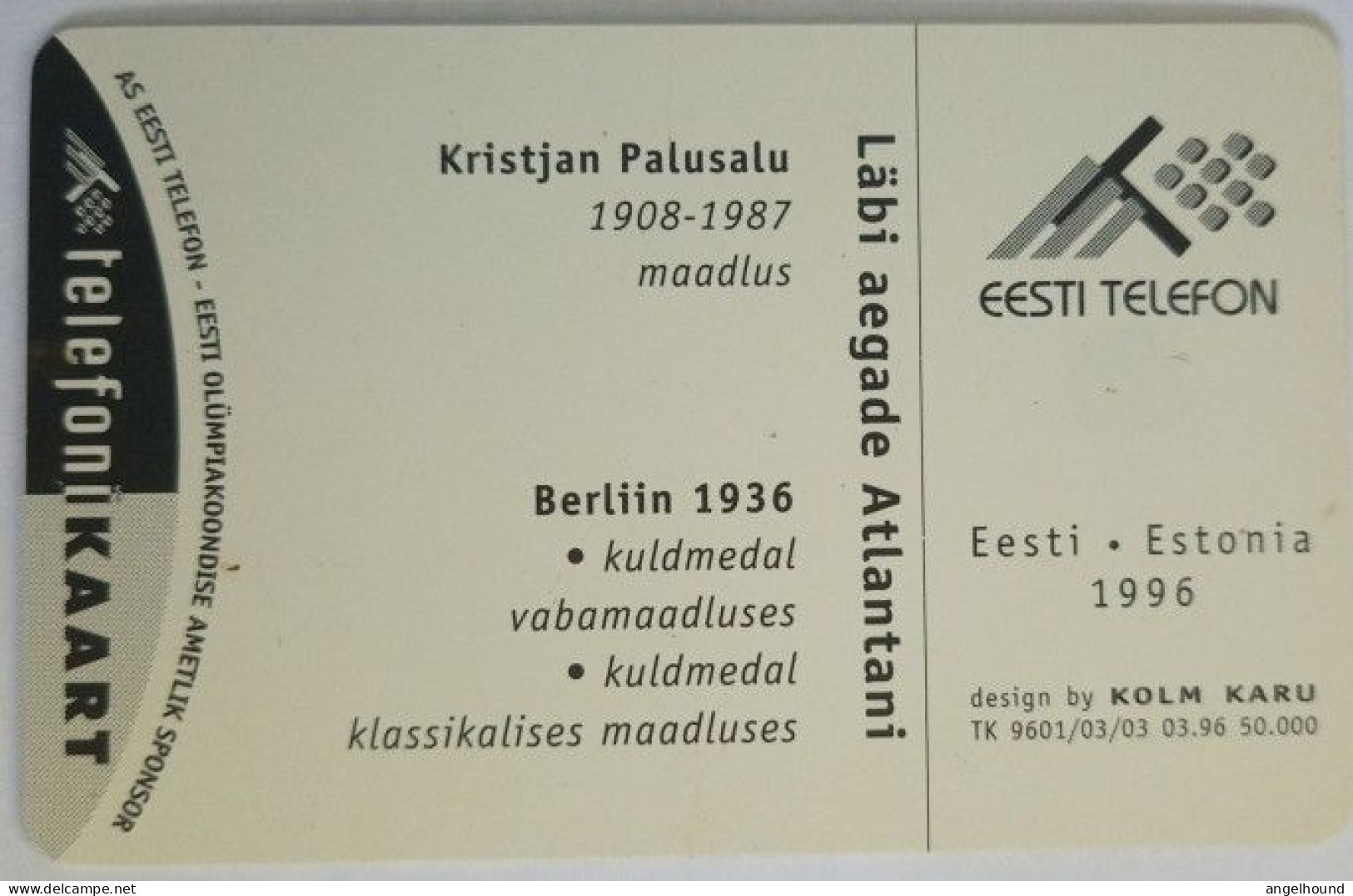 Estonia 100 Kr. Chip Card - Kristjan Palusalu - Estonie