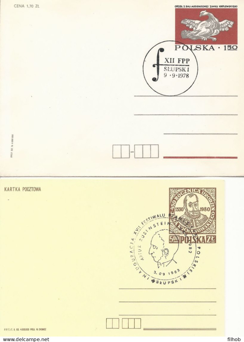 Poland Postmark (0470) Set.4: SLUPSK 4 Different Date Stamps Music Piano Festival - Stamped Stationery
