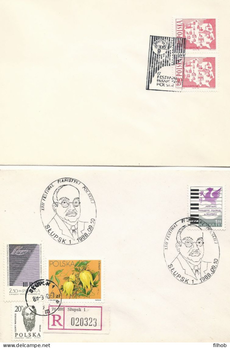 Poland Postmark (0470) Set.4: SLUPSK 4 Different Date Stamps Music Piano Festival - Stamped Stationery