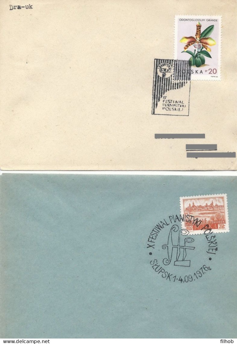 Poland Postmark (0482) Set.4: SLUPSK 4 Different Date Stamps Music Piano Festival Map - Stamped Stationery