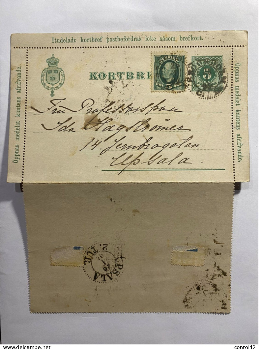 SUEDE SWEDEN ENTIER POSTAL  KORTBREF LEPSALA FINLANDE PHILATELIE TIMBRE OBLITERATION - Postal Stationery