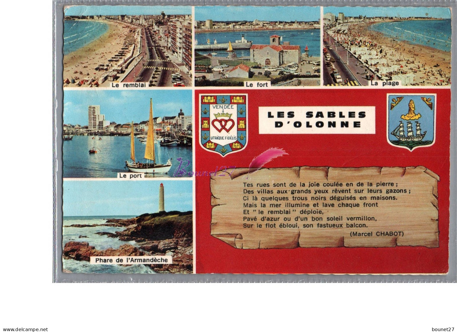 LES SABLES D'OLONNE 85 - Le Remblai Le Fort La Plage Port Phare De L'armaneche Histoire Parchemin - Sables D'Olonne