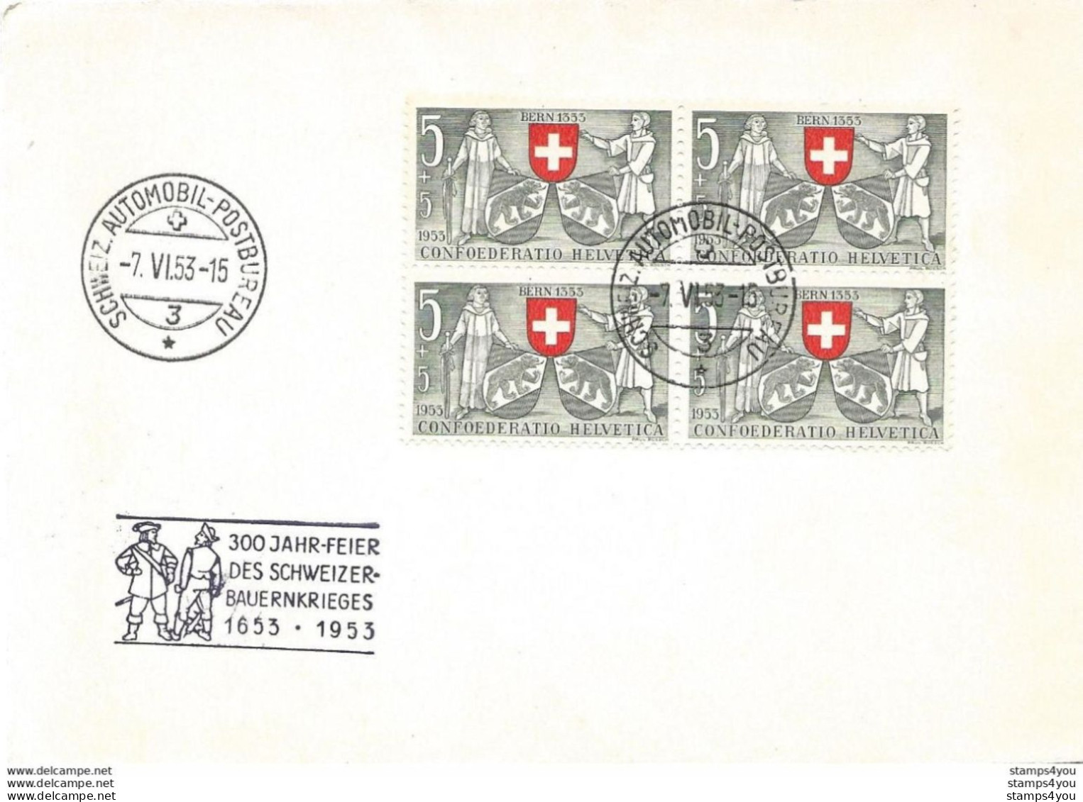 225 - 47 - Enveloppe Avec Oblit Spéciale "300 Jahr-Feier Des Schweizer Bauernkrieges 1653-1953" - Marcophilie