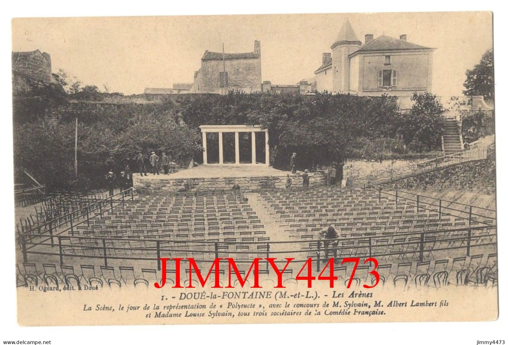 CPA - DOUE-la-FONTAINE - Les Arènes - La Scène + Texte - N° 1 - Edit. H. Ogeard à Doué - Doue La Fontaine