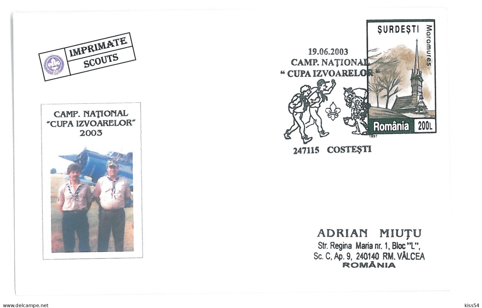 SC 49 - 1285 ROMANIA, Scout - Cover - Used - 2003 - Cartas & Documentos
