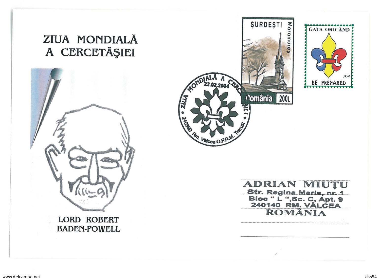 SC 49 - 1293 ROMANIA, Scout - Cover - Used - 2004 - Covers & Documents