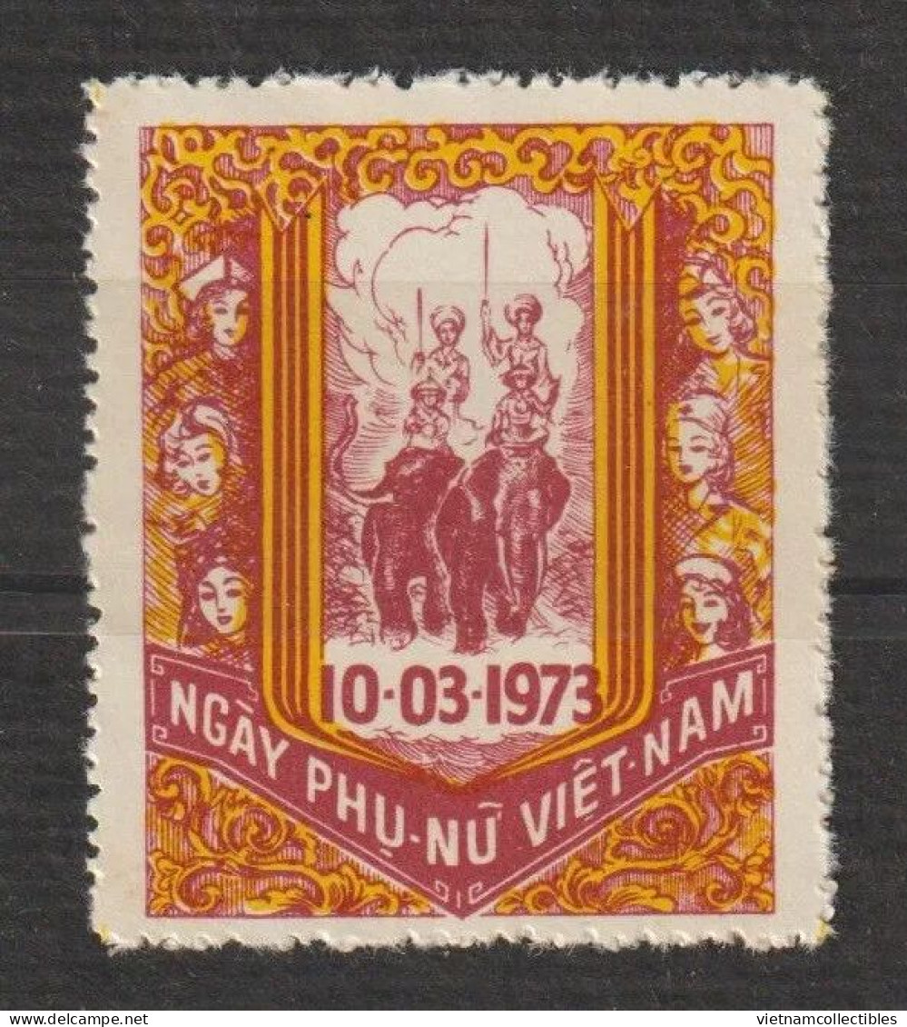 South Vietnam Viet Nam MNH Vignette Stamp 1973 : Trung Sisters / Elephant / Vietnamese Woman Day - Viêt-Nam