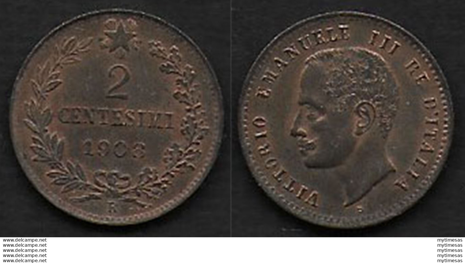 1908 Italia VE III 2c. Valore In Rame FDC - 1900-1946 : Victor Emmanuel III & Umberto II