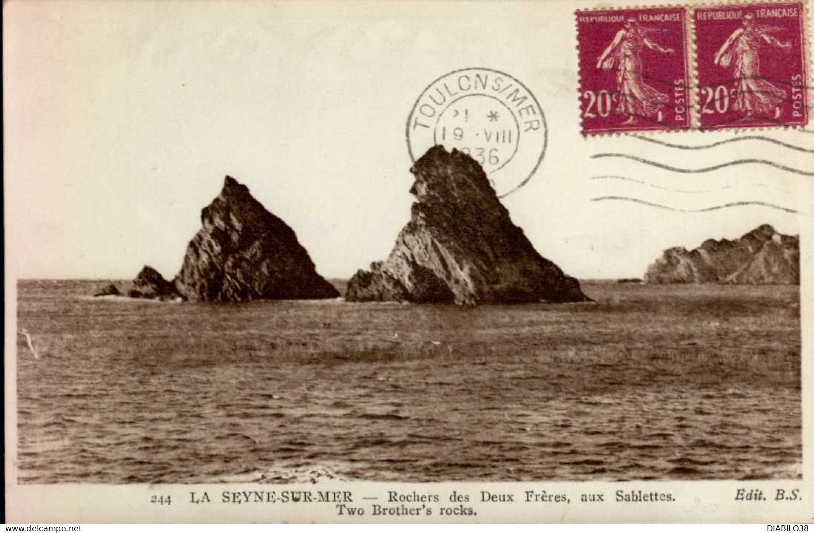 LA SEYNE-SUR-MER   ( VAR )  2 CARTES  .  ROCHERS DES DEUX FRERES, AUX SABLETTES - La Seyne-sur-Mer