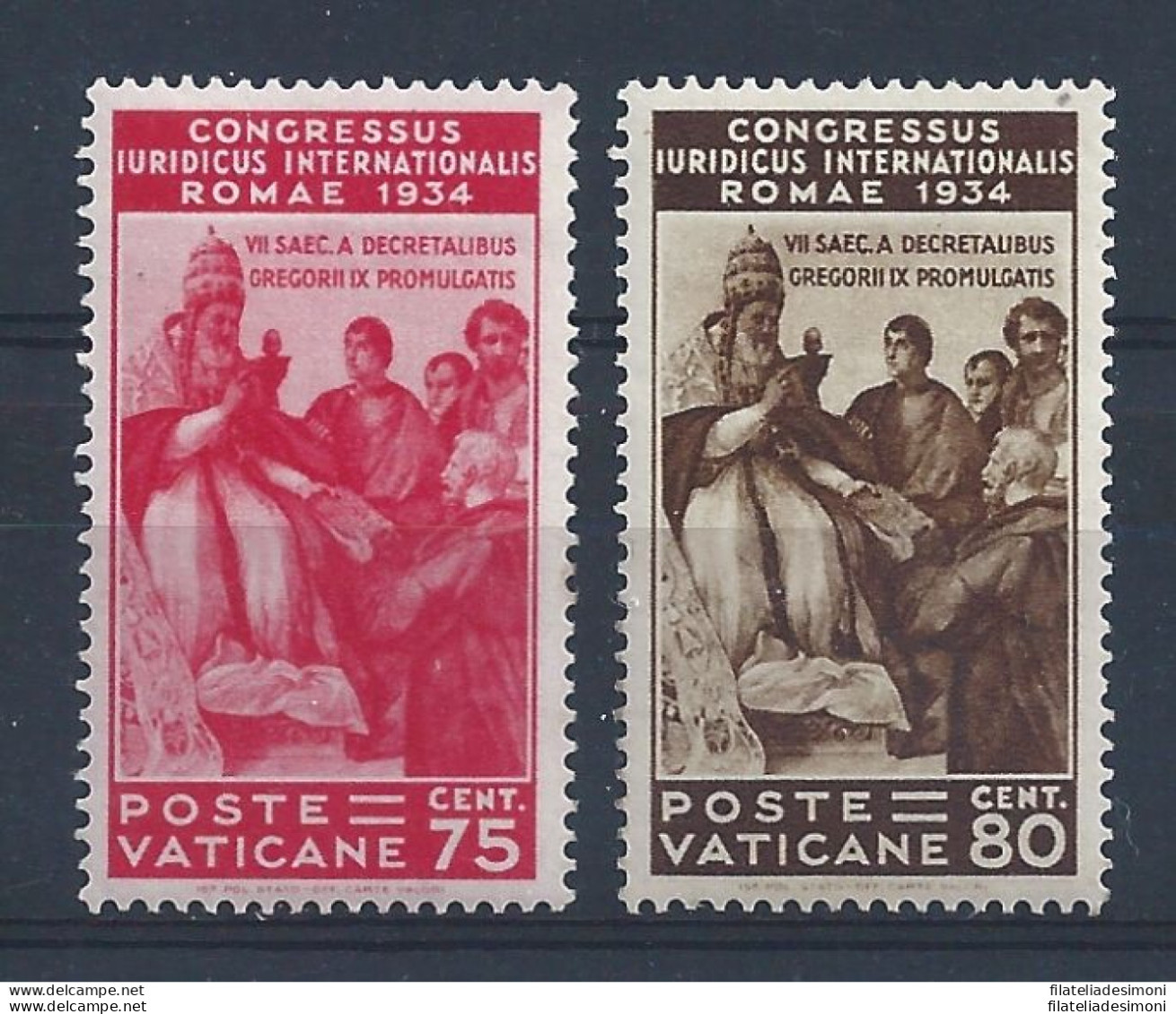 1935 VATICANO - Congresso Giuridico , 2 Valori , N° 44/45 , MNH ** - Sonstige & Ohne Zuordnung