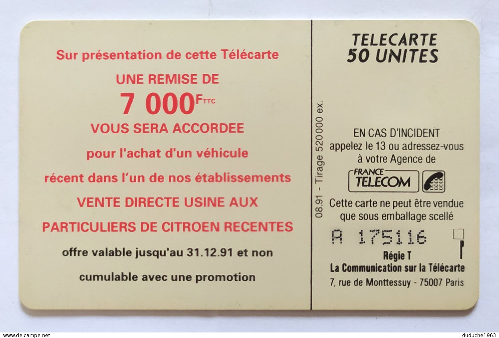 Télécarte France - Citroën - Sin Clasificación