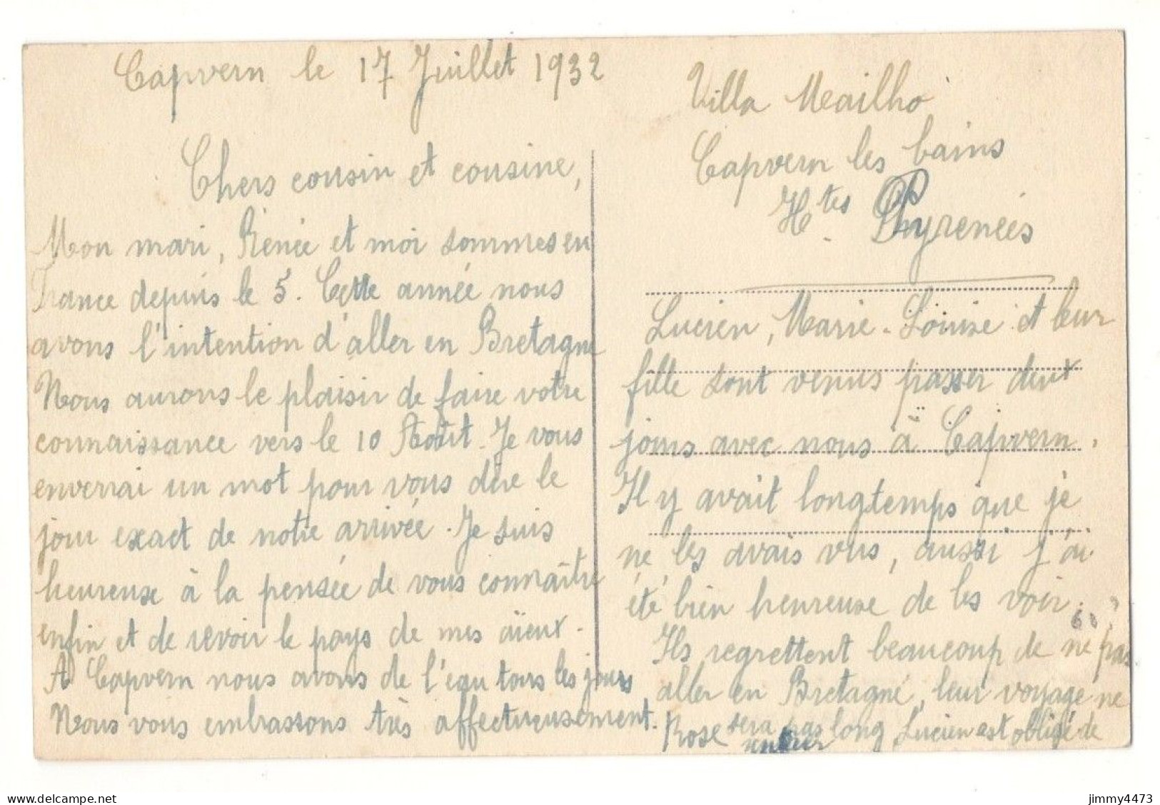 CPA - CAPVERN En 1932 - Intérieur De La Buvette - Le Hall ( Bien Animé ) ( Canton De Lannemezan ) N°17 - Ed. C. Barthès - Lannemezan