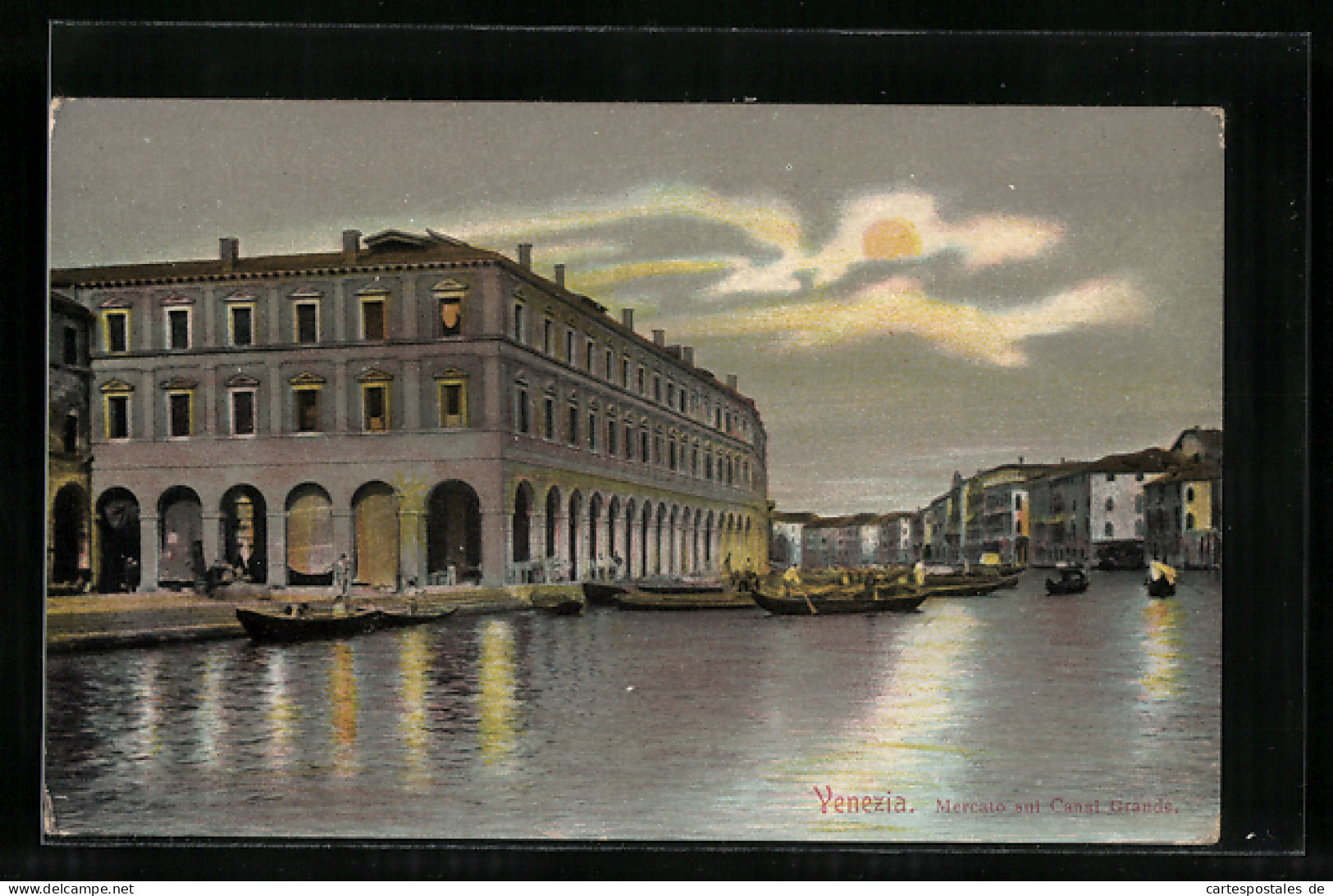 Cartolina Venezia, Mercato Sul Canal Grande  - Venezia (Venice)