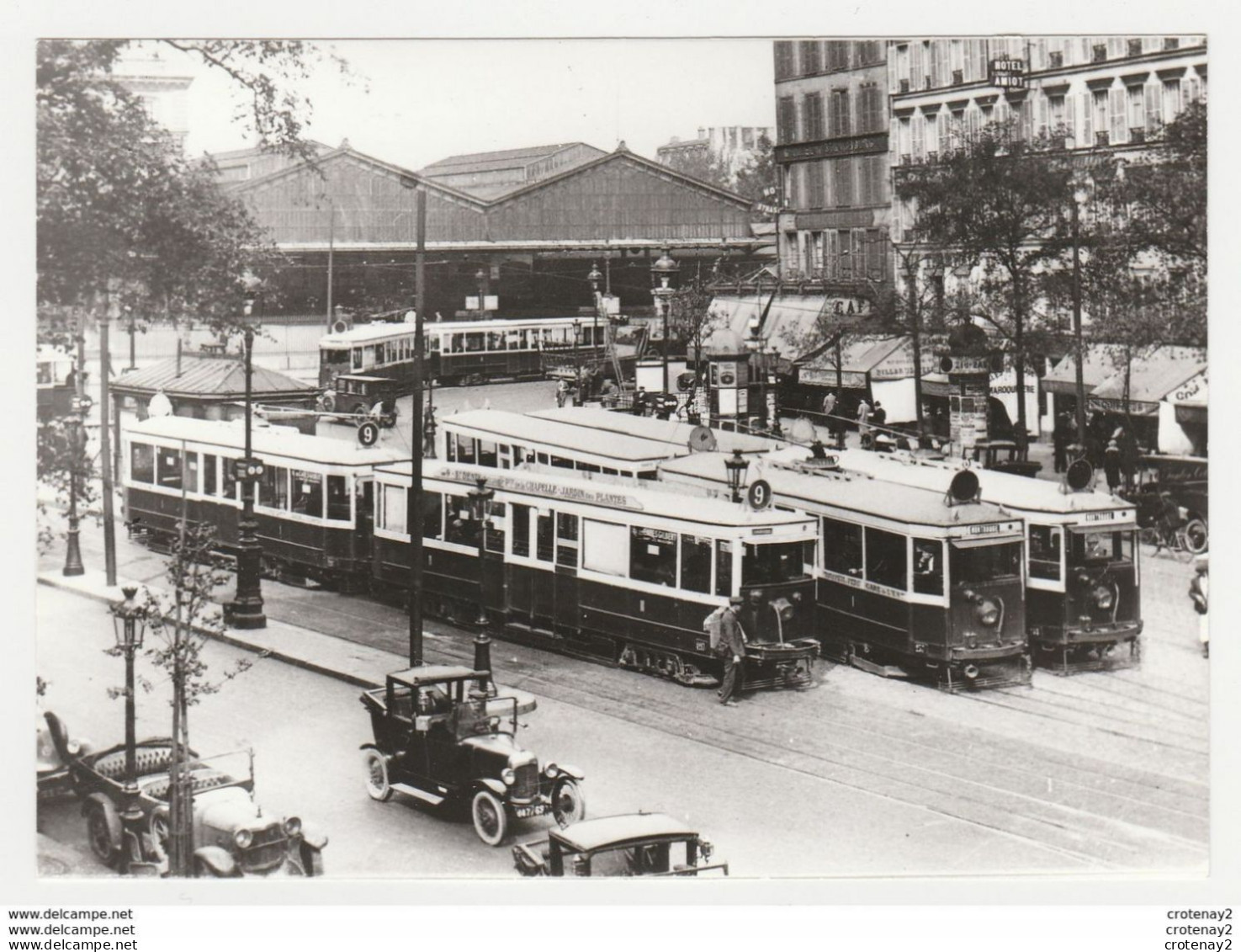 Photo Paris Tram Tramway Repro Cliché France Reportage Monde & Caméras Tram Gare De L'EST Voitures Cabriolet Hôtel Amiot - Other & Unclassified