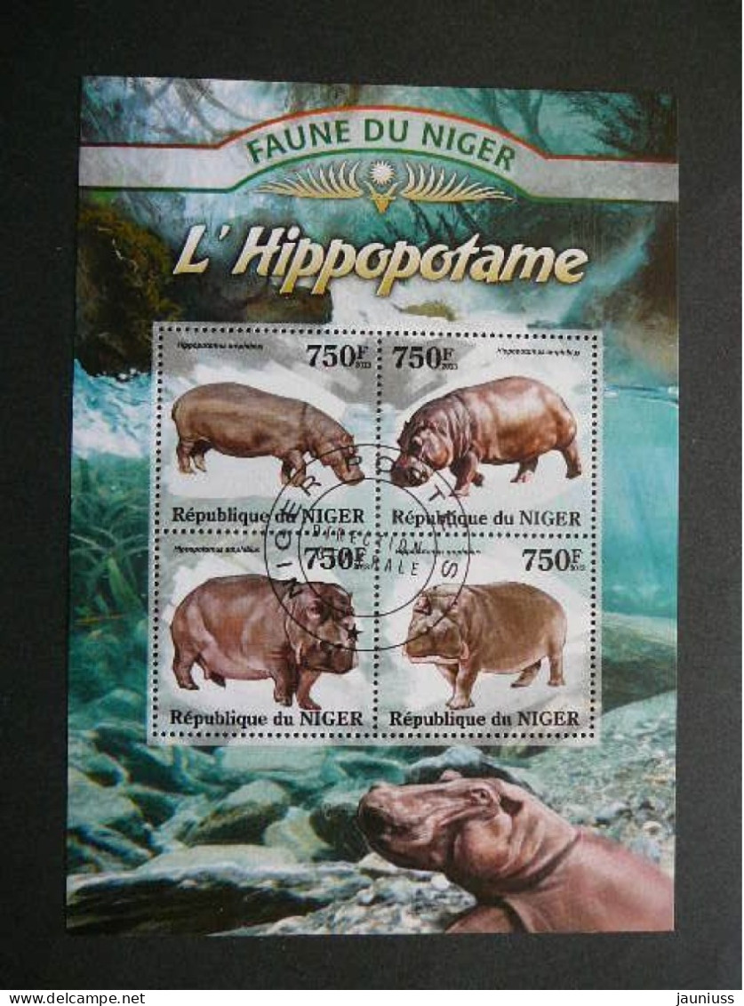 Hippopotamus Flusspferde Hippopotames # Niger 2013 Used S/s #811 Mammals - Sonstige & Ohne Zuordnung