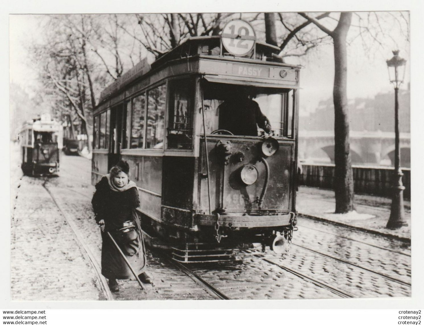 Photo Paris Tram Tramway Repro Cliché France Reportage Monde & Caméras Tram N°12 Passy Au Quai Du Louvre - Other & Unclassified