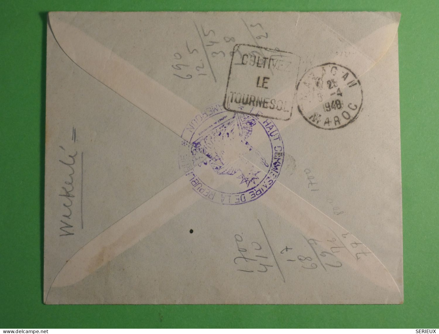 DN9 CAMEROUN  LETTRE OFFICIELLE  1949  A MAZAGAN  MAROC  ++  AEROPHILATELIE + AFF.  INTERESSANT+++ - Storia Postale