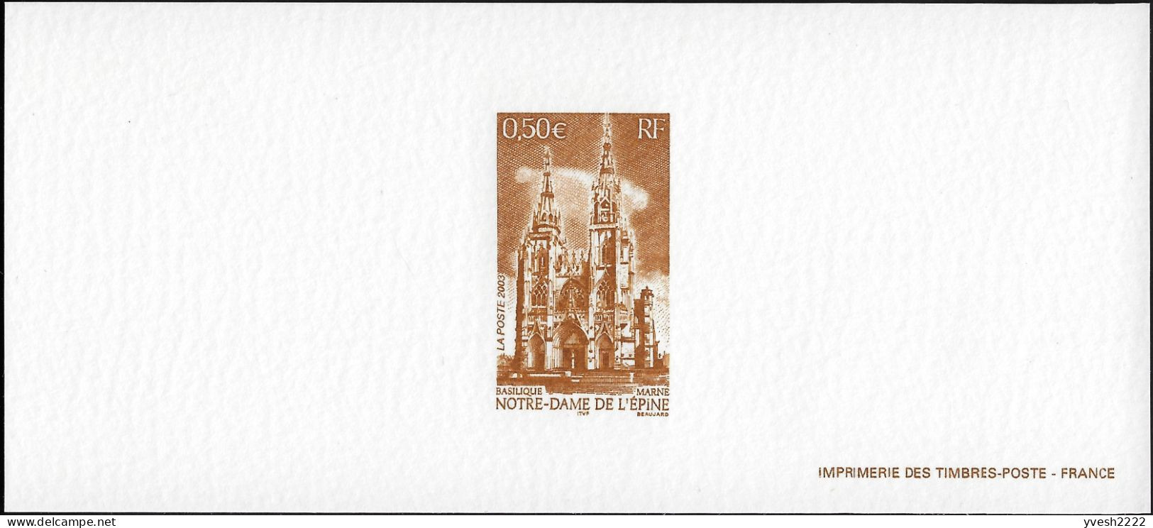 France 2003 Y&T 3579, Feuillet De Luxe. Basilique Notre-Dame De L'Épine, Patelin De La Marne - Eglises Et Cathédrales